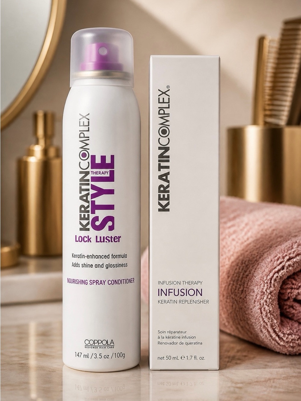 Keratin Lock Luster Nourishing Spray Conditioner - White/Purple